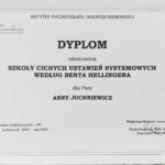 Dyplom Cichych Ustawień Systemowych według Berta Hellingera - Instytut Psychoterapii i rozwoju osobowości - Anna Juchniewicz
